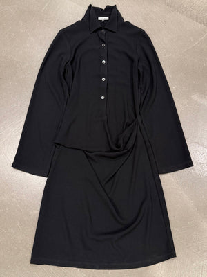 2000s Ann Demeulemeester drape detail long sleeve dress