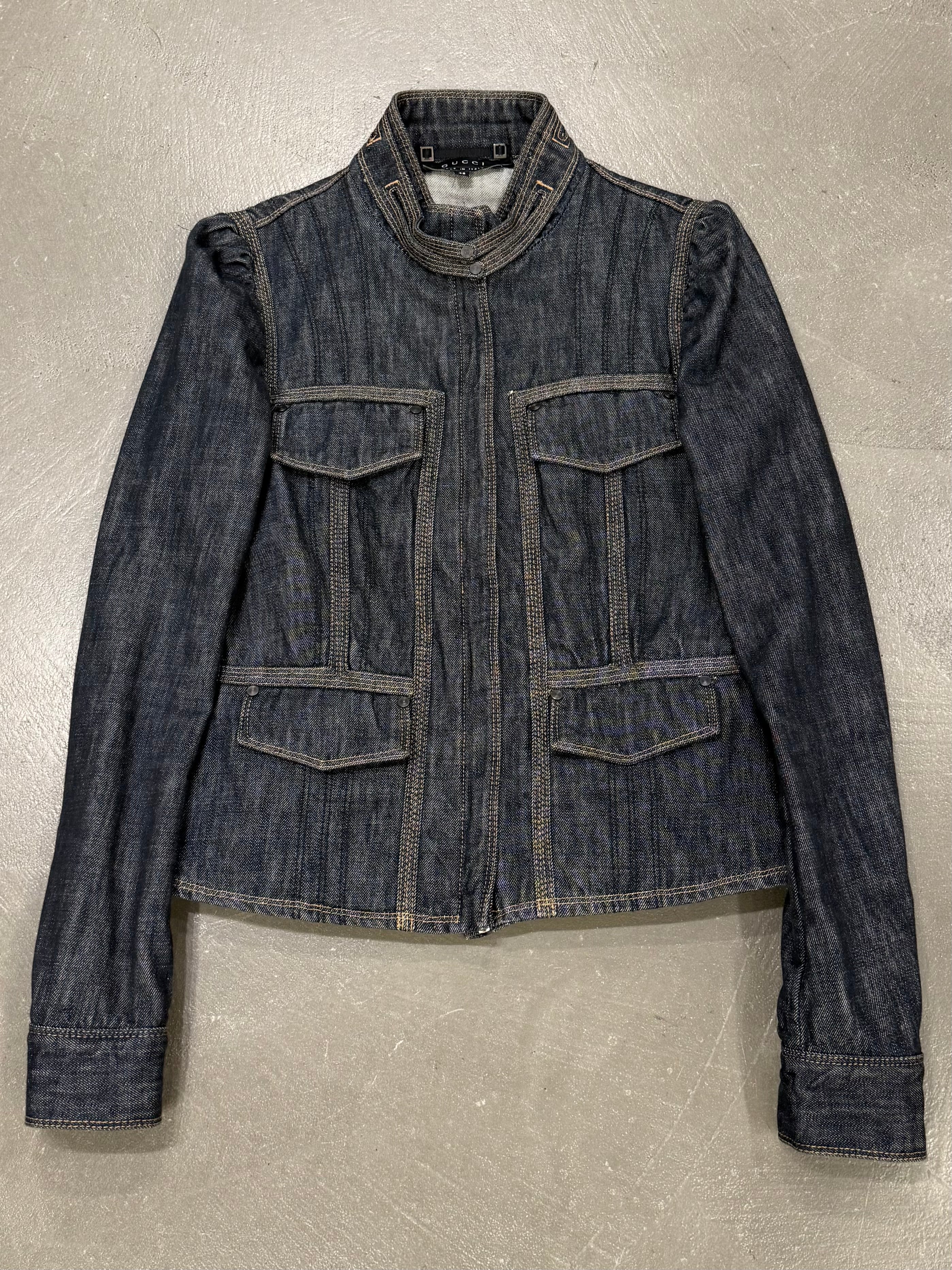 2002 Gucci by Tom Ford military officer denim jacket