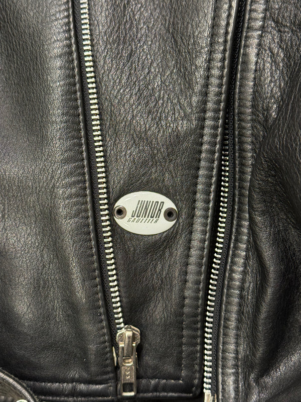 1990s Jean Paul Gaultier Junior cropped biker leather jacket