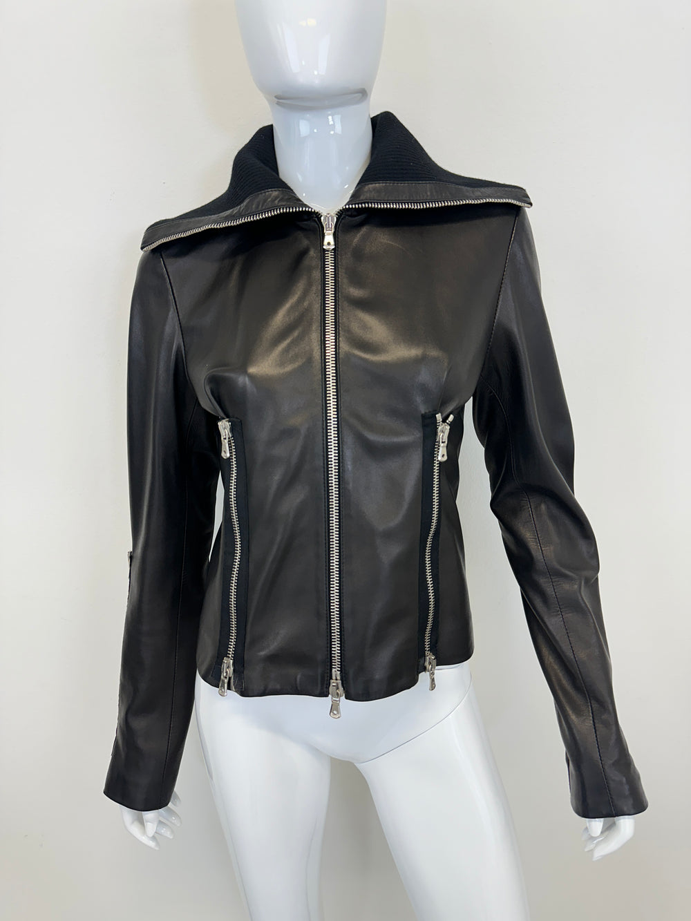 A/W 2003 Dolce & Gabbana full zipper high neck leather jacket