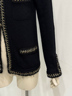 S/S2006 Chanel black cashmere jacket with chain trim