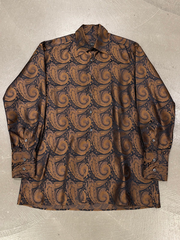 1997 Gucci by Tom Ford runway paisley iridescent silk shirt