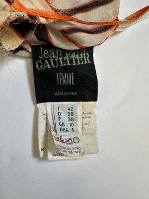 S/S 2001 Jean Paul Gaultier silk stripe mesh sheer dress
