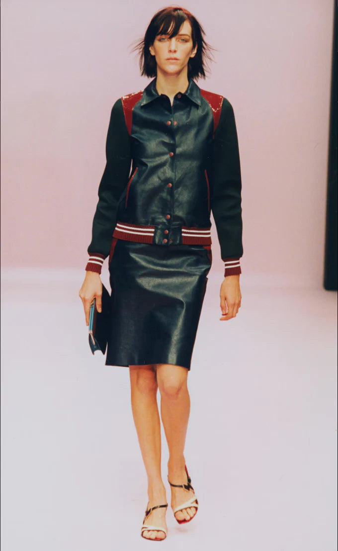 S/S2000 Miu Miu runway varsity leather jacket