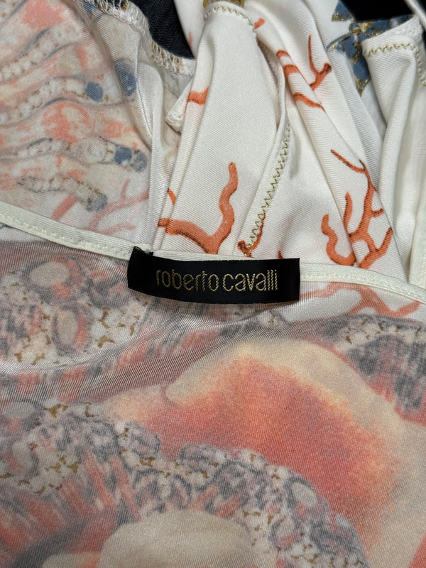 S/S2005 Roberto Cavalli sea print wrap mini skirt