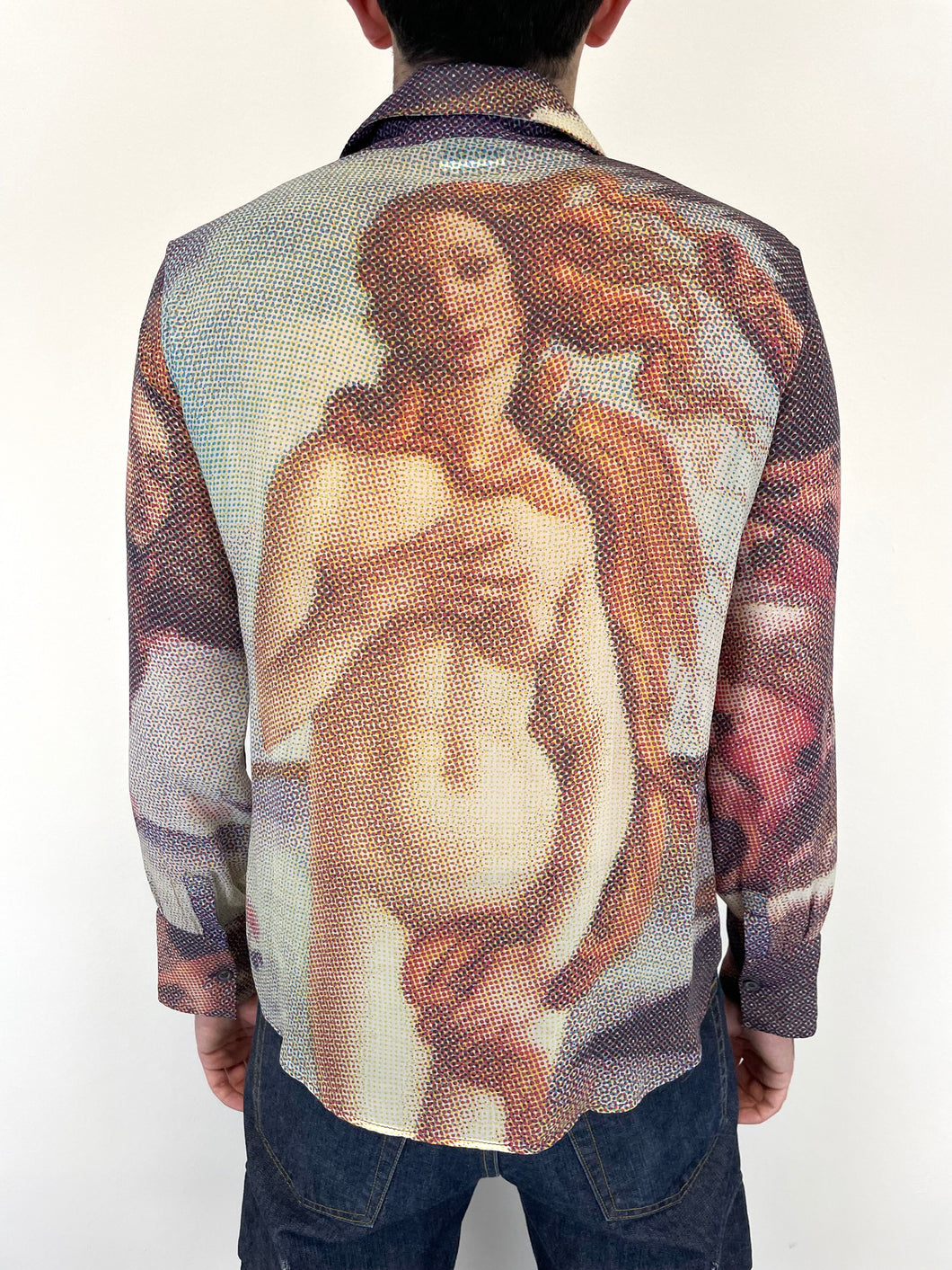 1990s D&G Botticelli Birth of Venus pointillism painting shirt