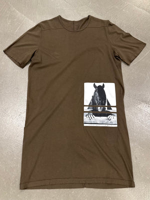 2010s Rick Owens DRKSHW horse patch tunic t-shirt