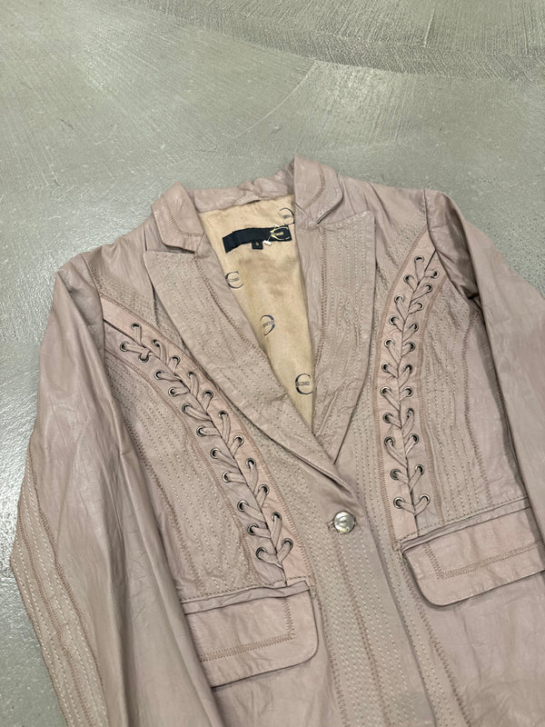 SS2007 Roberto Cavalli lace-up bondage leather blazer jacket