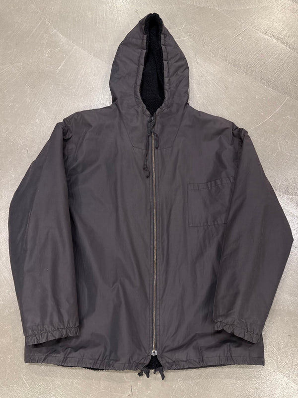 2000s Helmut Lang shearling lined cotton hooded jacket