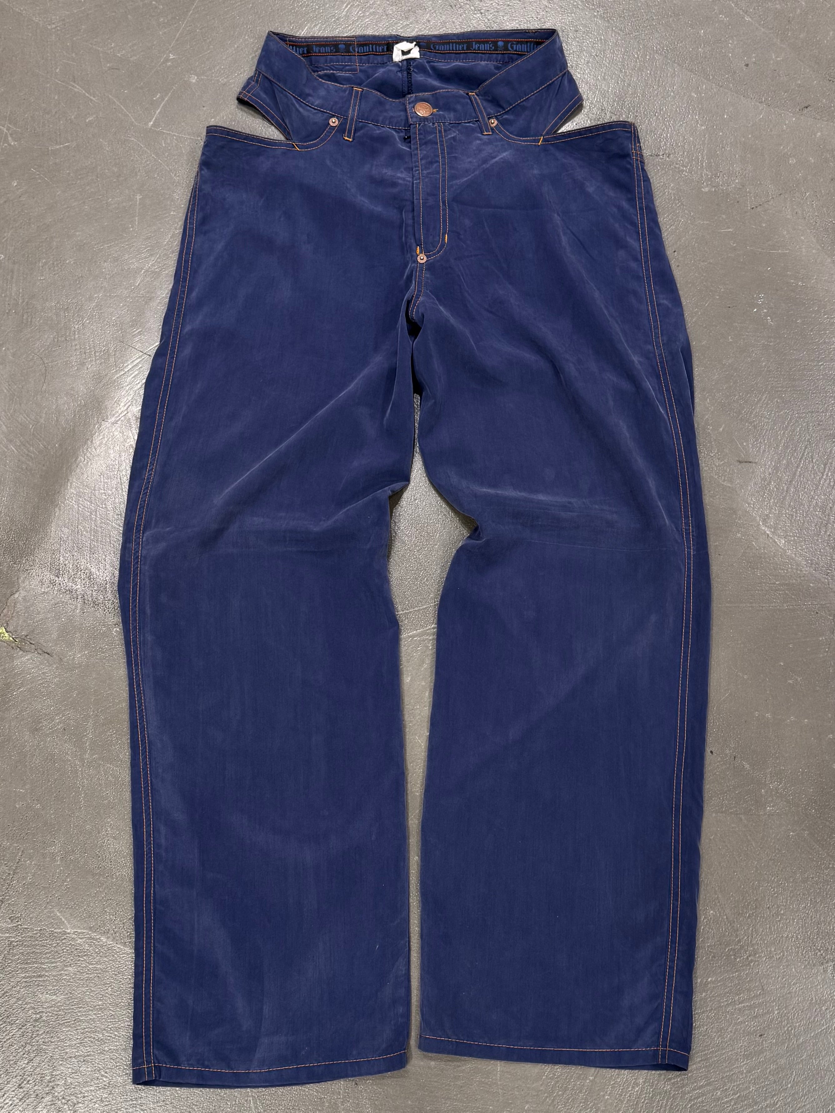 1990s Jean Paul Gaultier western deconstructed waist thong pants