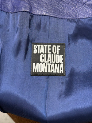 1980s Claude Montana embroidered sleeve leather jacket