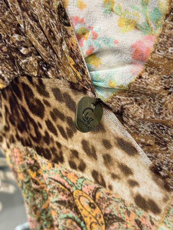 2000s Roberto Cavalli animal print patchwork dress