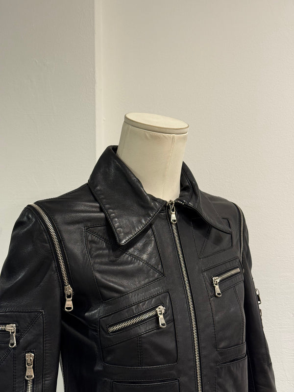 2001 Dolce & Gabbana multi-zip biker leather jacket