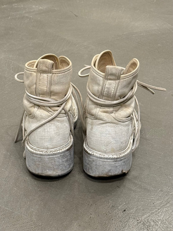 1990s Dirk Bikkembergs distressed leather lace-through boots