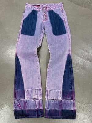2000s Jean Paul Gaultier flared patchwork jeans