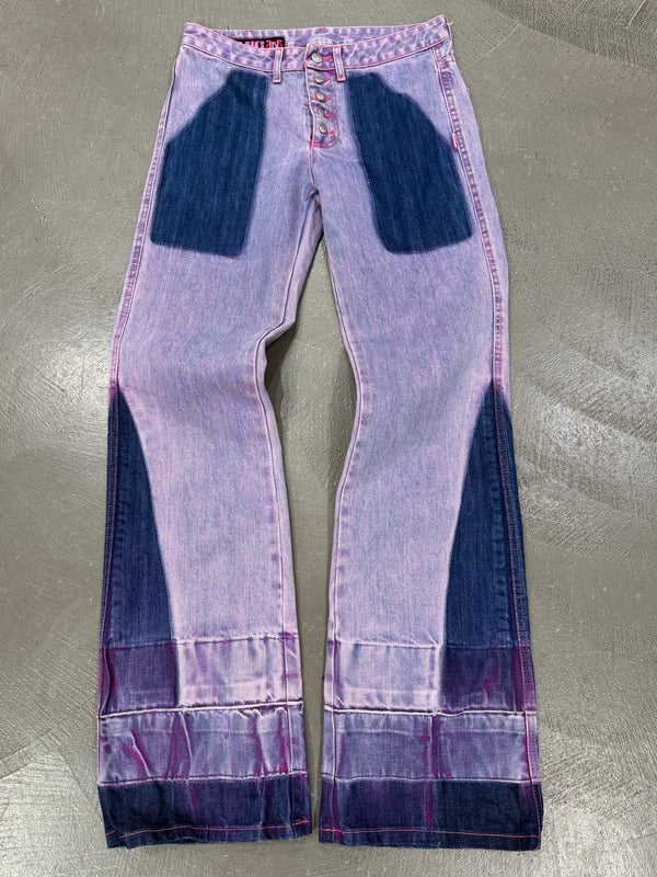 2000s Jean Paul Gaultier flared patchwork jeans