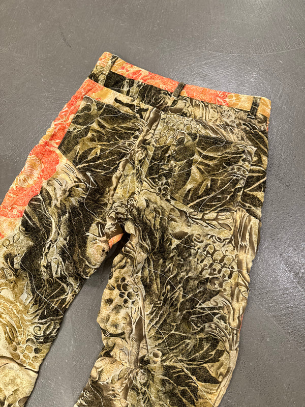 F/W 2001 Roberto Cavalli double silk layer burned distressed pants