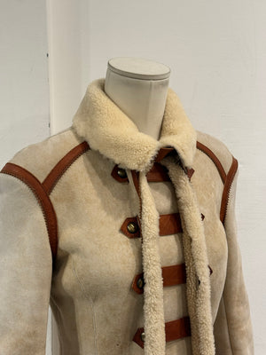 Roberto Cavalli shearling jacket with contrast leather details