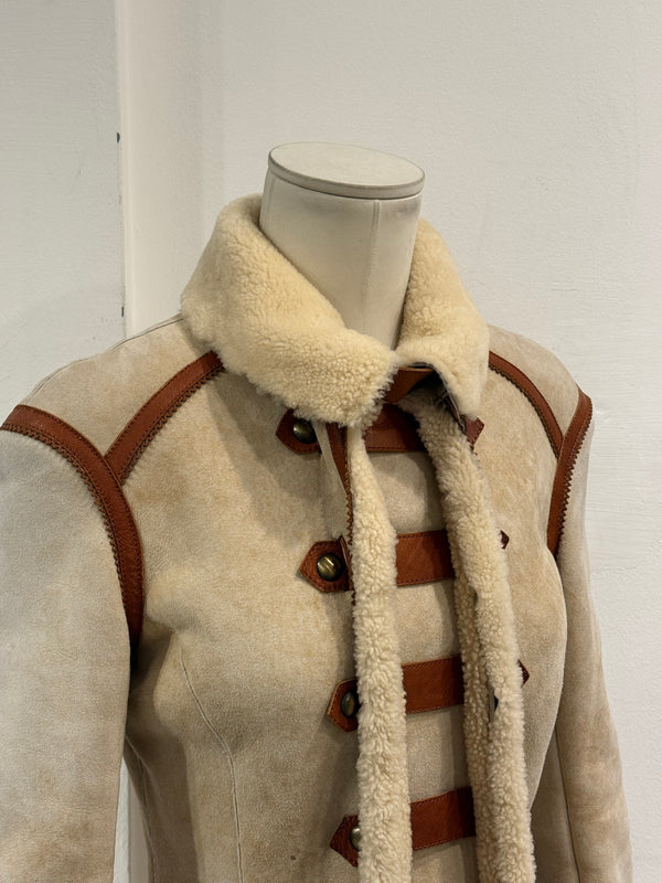 Roberto Cavalli shearling jacket with contrast leather details