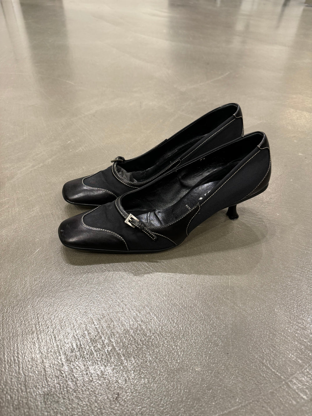 2000s Prada kitten heels nylon and leather