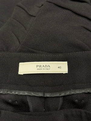 2000s Prada side-ruffle slim fit pants