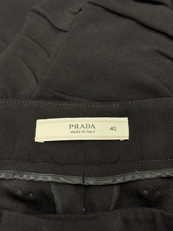 2000s Prada side-ruffle slim fit pants