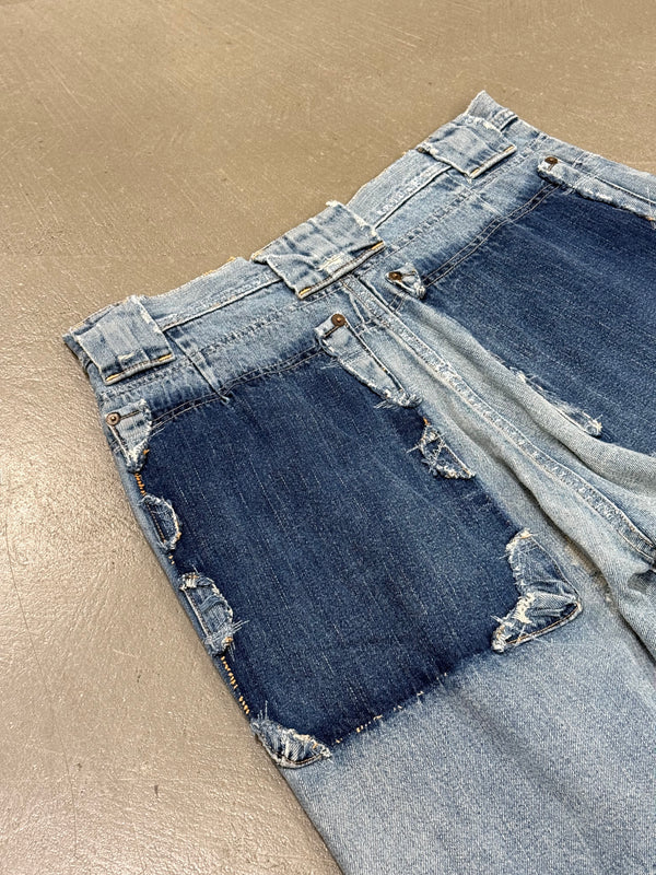 2010s Kapital distressed patchwork denim shorts