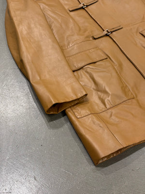 A/W1999 Prada runway leather hooded duffle coat