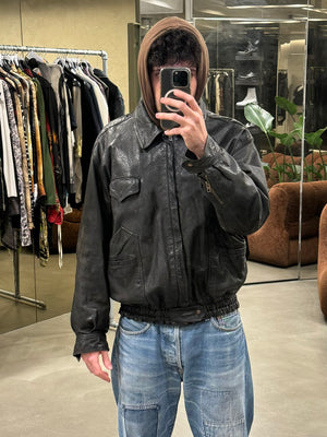 A/W1982 Giorgio Armani leather cargo bomber jacket