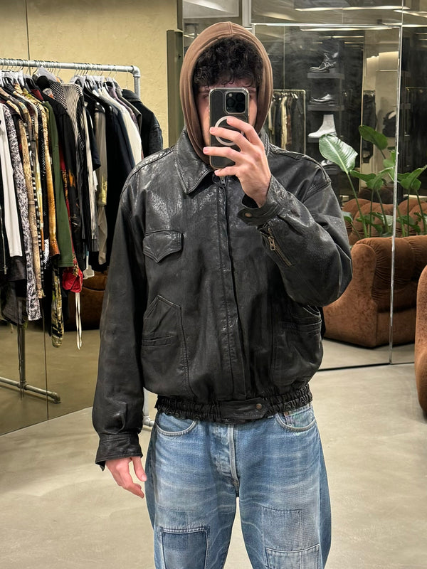 A/W1982 Giorgio Armani leather cargo bomber jacket