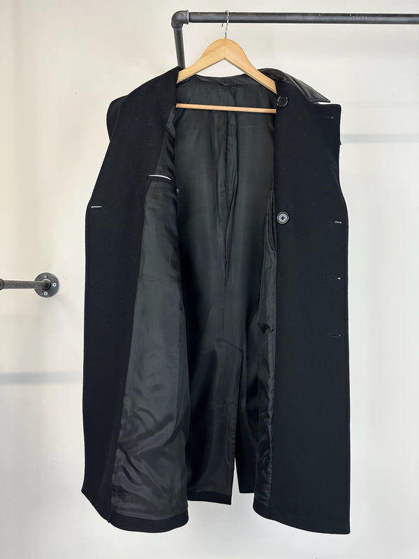 AW2001 Helmut Lang double breasted leather mask coat