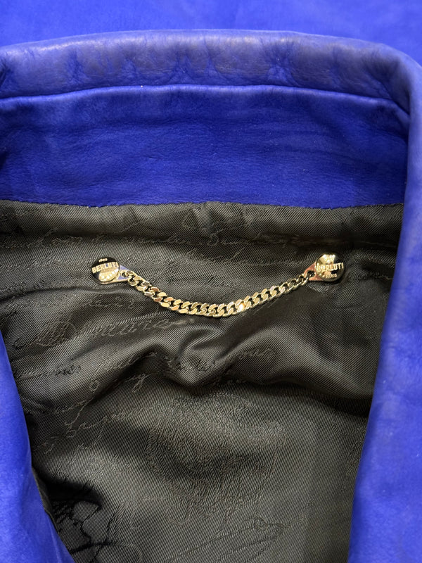 2010s Berluti electric blue trucker leather jacket