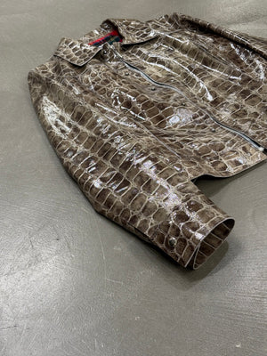2000s Dolce & Gabbana faux crocodile leather jacket