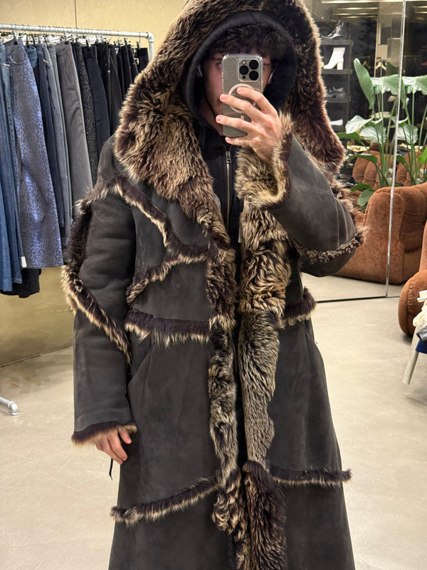 A/W1999 Roberto Cavalli oversized patchwork shearling coat