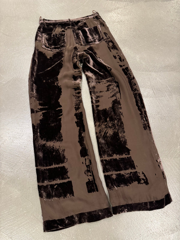 1990s Jean Paul Gaultier mainline velvet double layer distressed pants