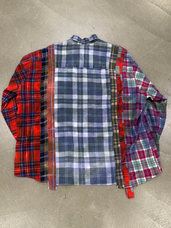 Rebuild By Needles 7-cuts flannel patch plaid shirt
