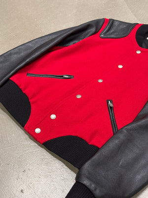 2017 Saint Laurent "Heaven" leather panel wool teddy jacket