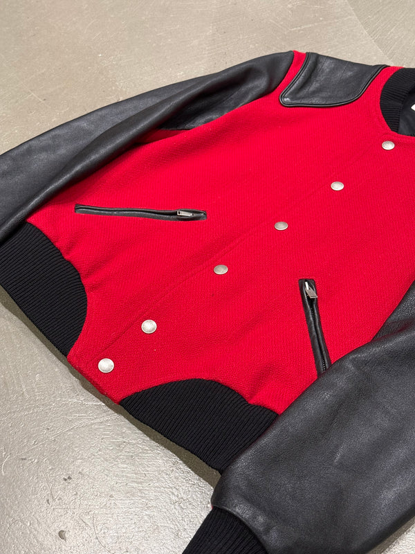 2017 Saint Laurent "Heaven" leather panel wool teddy jacket
