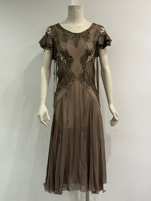 2000s Jean Paul Gaultier fringe silk chiffon dres