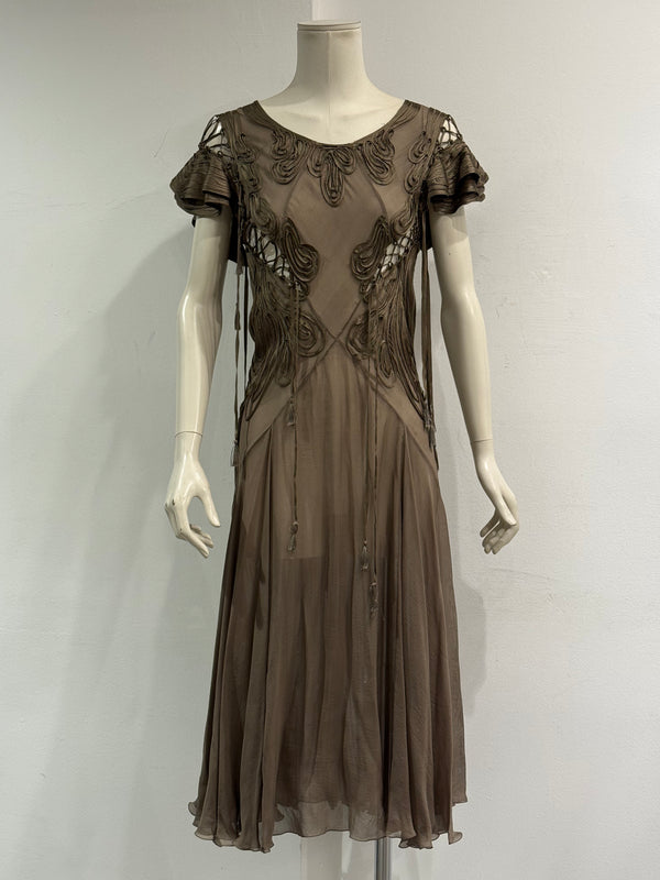 2000s Jean Paul Gaultier fringe silk chiffon dres