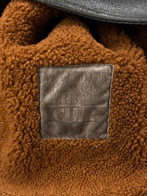 1980s Marithe Francois Girbaud metal hook heavy shearling coat
