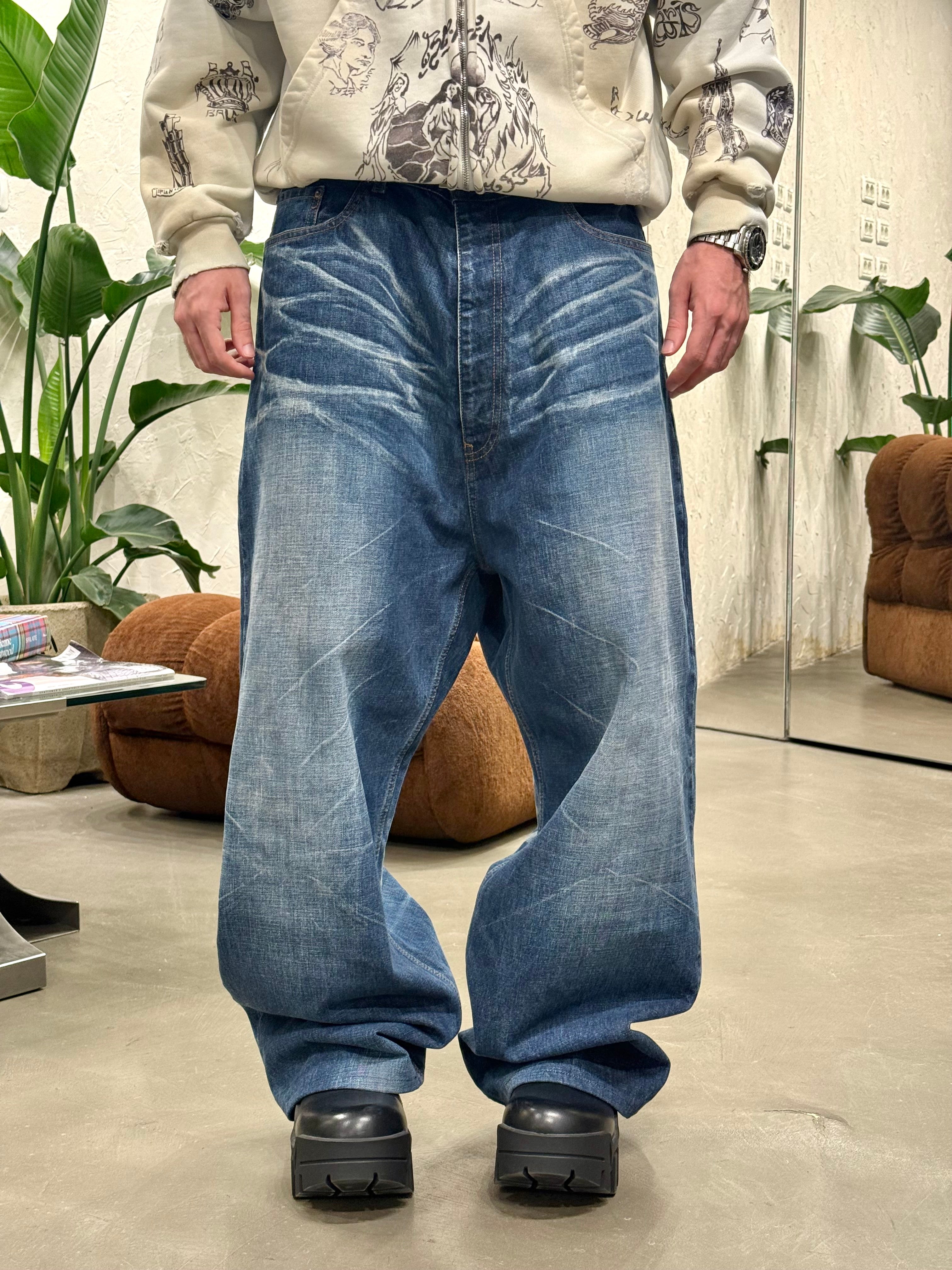 BALENCIAGA スケーターデニム L Balenciaga Destroyed Skater Jeans Wide Baggy Distressed Denim