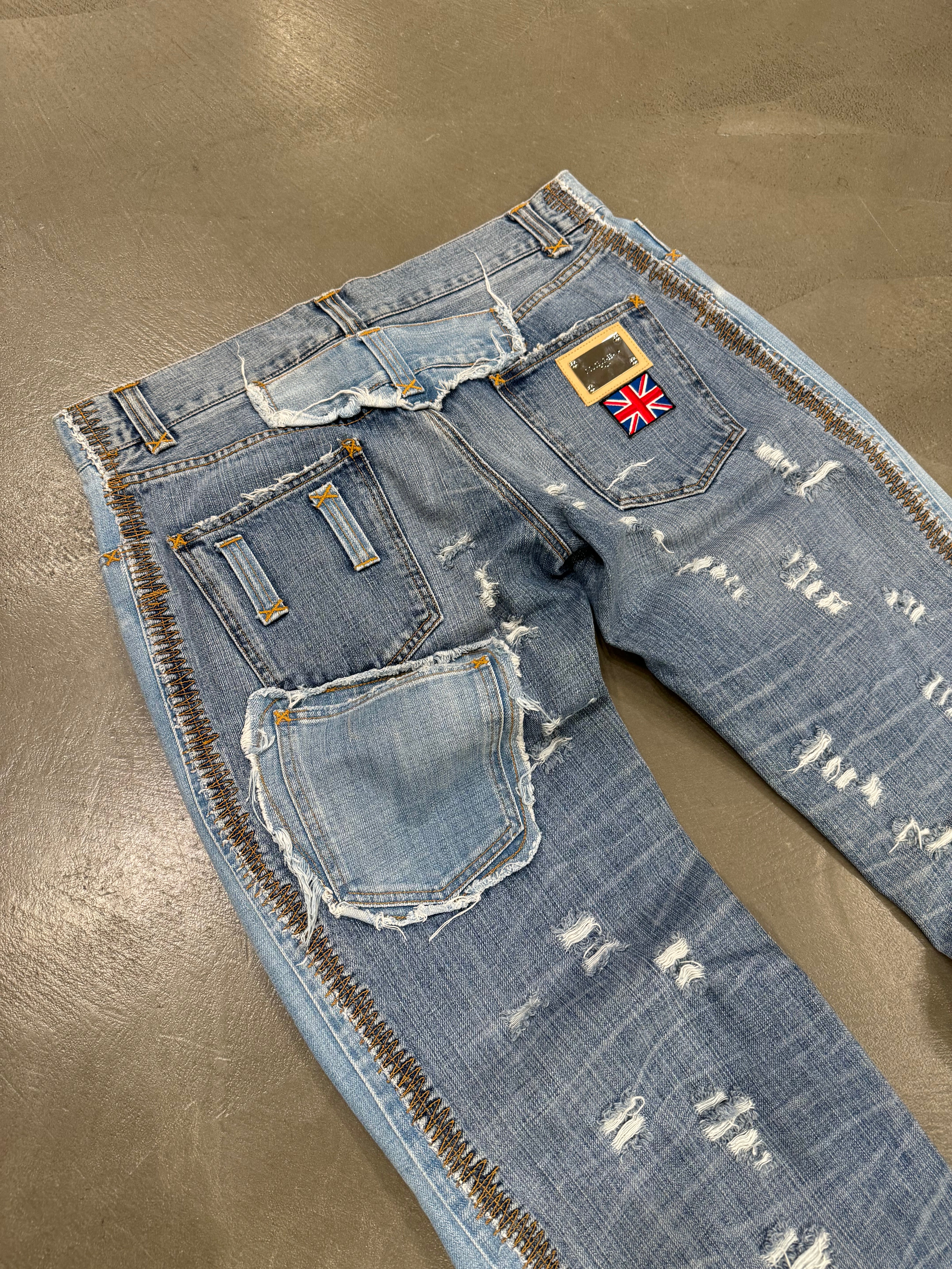 S/S2004 Dolce & Gabbana David Beckham reconstructed jeans