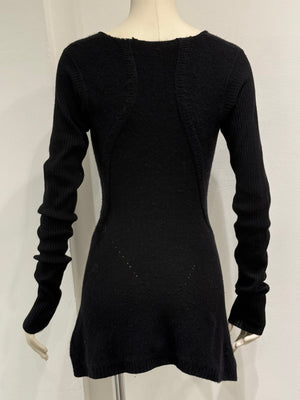 2000s Rick Owens asymmetric hem long sleeve knit top