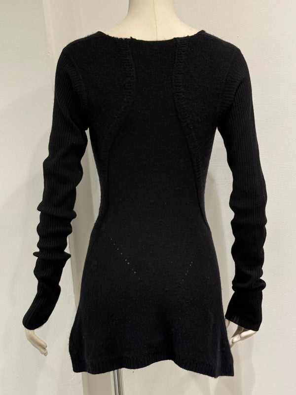 2000s Rick Owens asymmetric hem long sleeve knit top