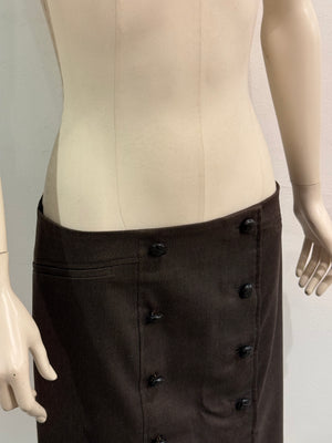 2004 YVES Saint Laurent brown leather double-row button skirt