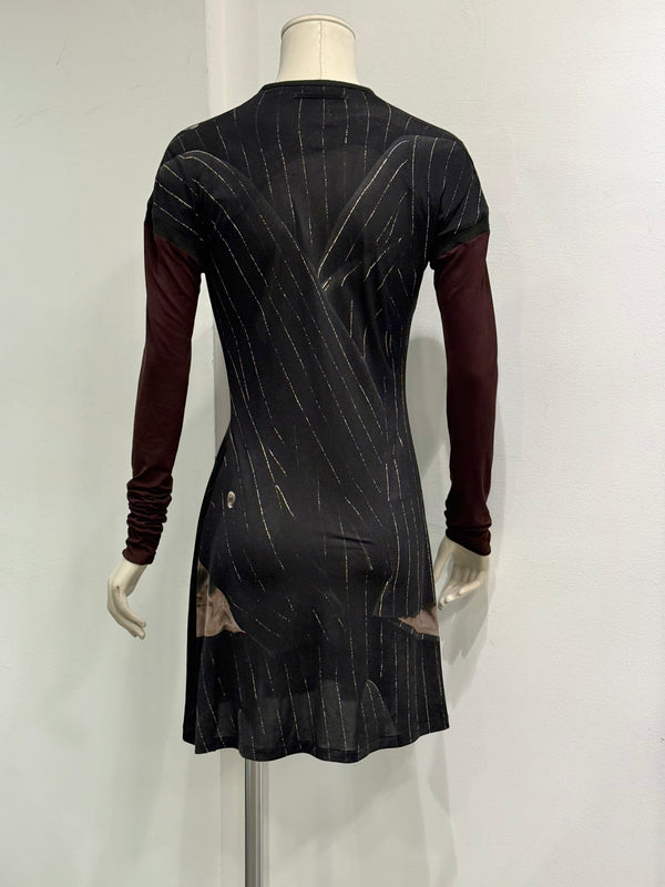 2000s Jean Paul Gaultier patchwork twist-front dress