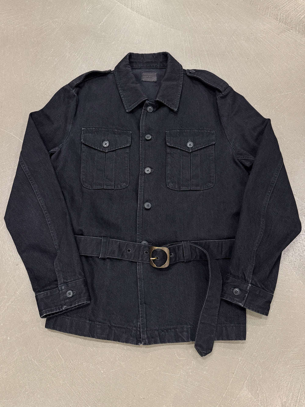 2018 Saint Laurent belted military cotton jacket