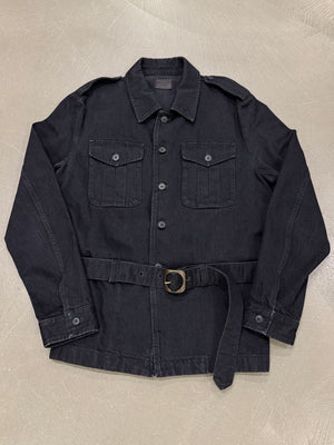 2018 Saint Laurent belted military cotton jacket