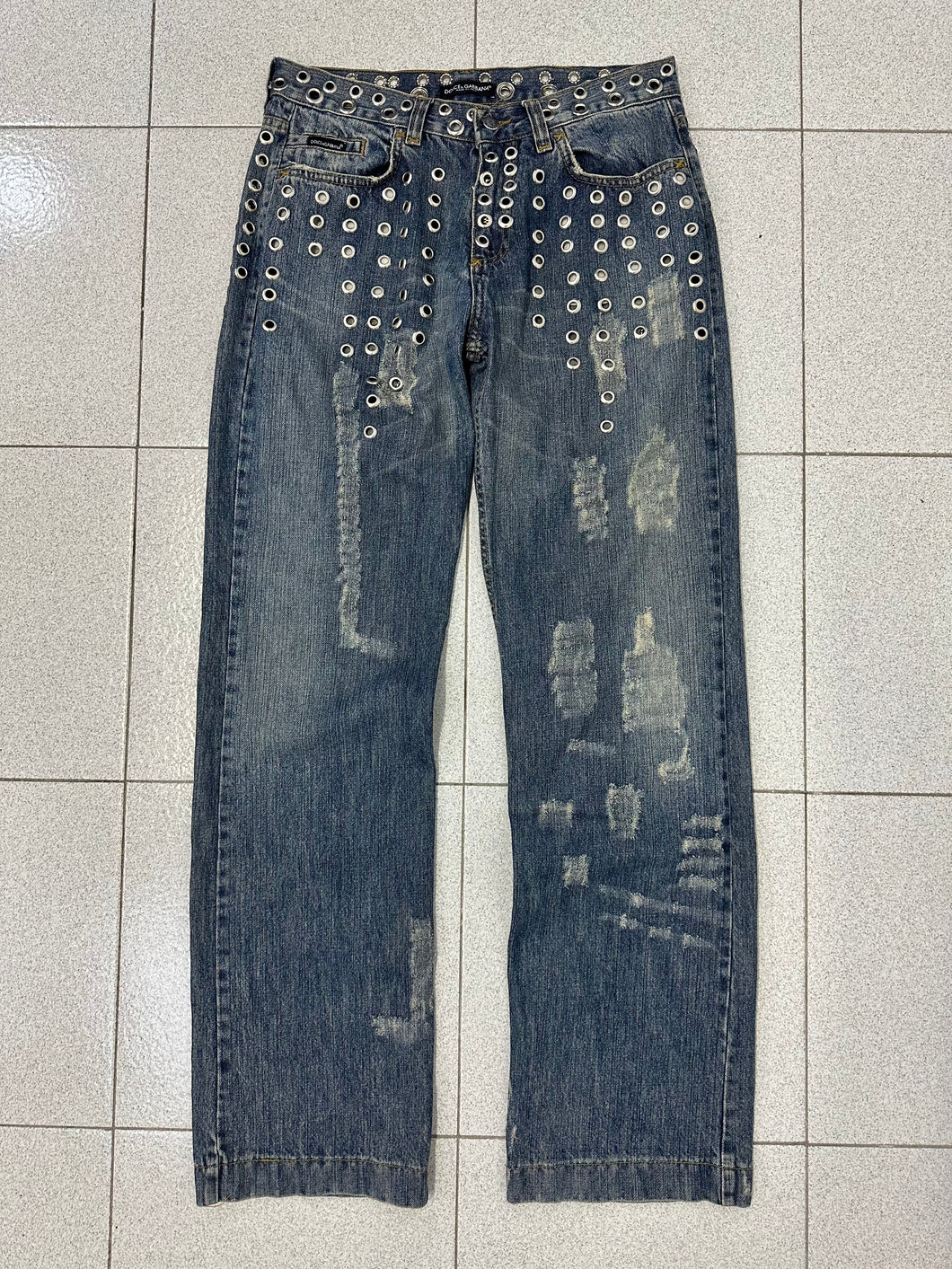 SS2006 Dolce & Gabbana eyelet studded holed jeans